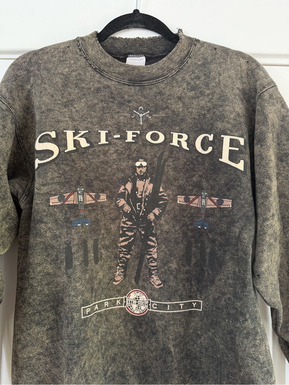 Vintage Tattered Ski Force Park City Sweatshirt - S - Picture 5 of 7
